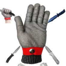 10 шт./партия перчатки защитные из нержавеющей стали проволочные защитные перчатки с металлической сеткой дышащие Мясник анти-резка Красный Размер XL