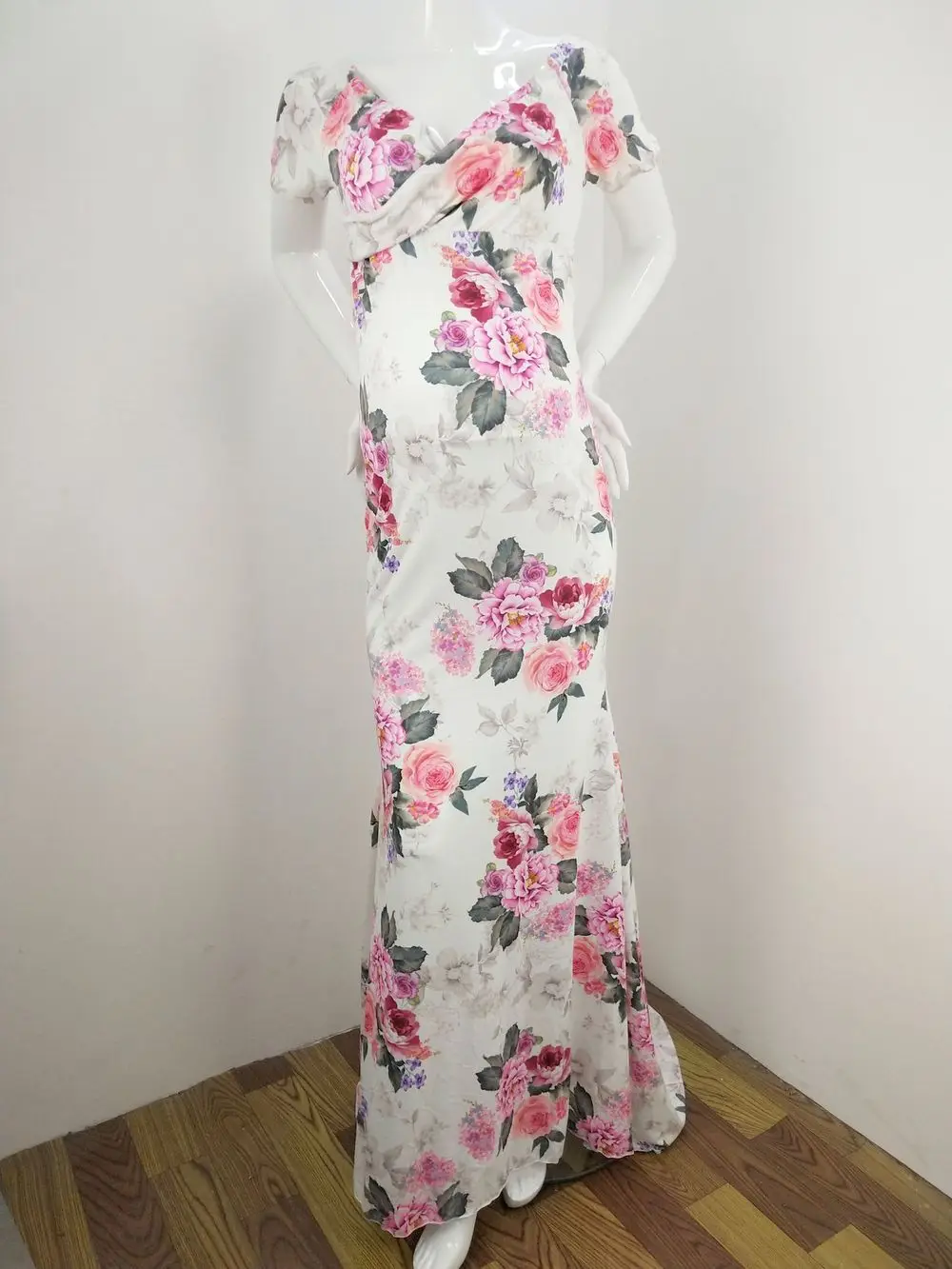New Floral Maxi Maternity Gown For Photo Shoots Long Maternity Photography Props Pregnancy Dress Sexy Pregnant Dresses For Women (20)
