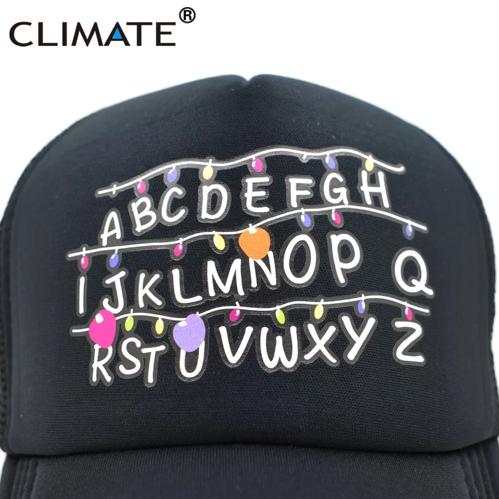 CLIMATE Stranger Things Dustin Caps Hat Summer Cool Black Mesh Trucker Caps Men Adjustable Summer Cool Net Mesh Hats For Summer