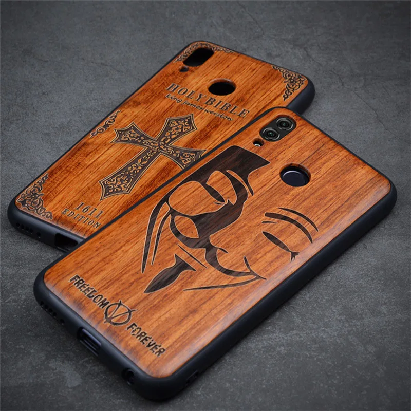 

For Huawei Honor 8x Max Case Full Protect Wood Cover TPU Bumper Case For Huawei Honor 8x Rosewood Phone Cases