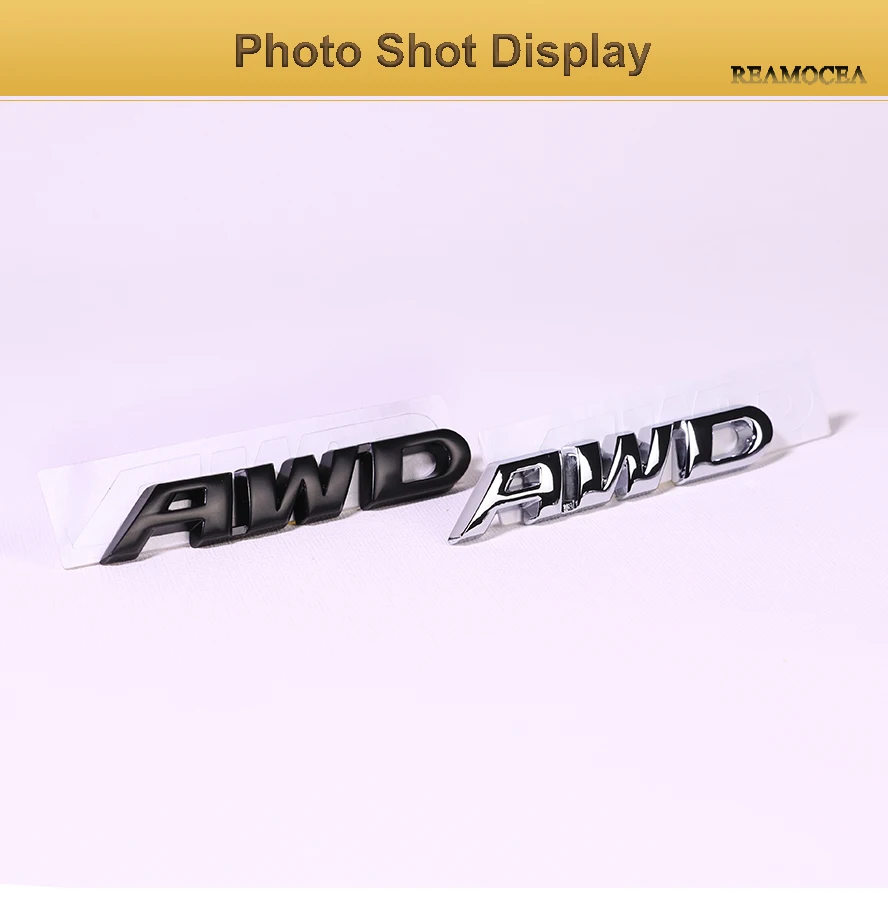 Reamocea AWD Four-wheel Drive Metal Standard Rear Tail Letter Logo Sticker 3D Silver Black For All Cars Wheel Drive (10)
