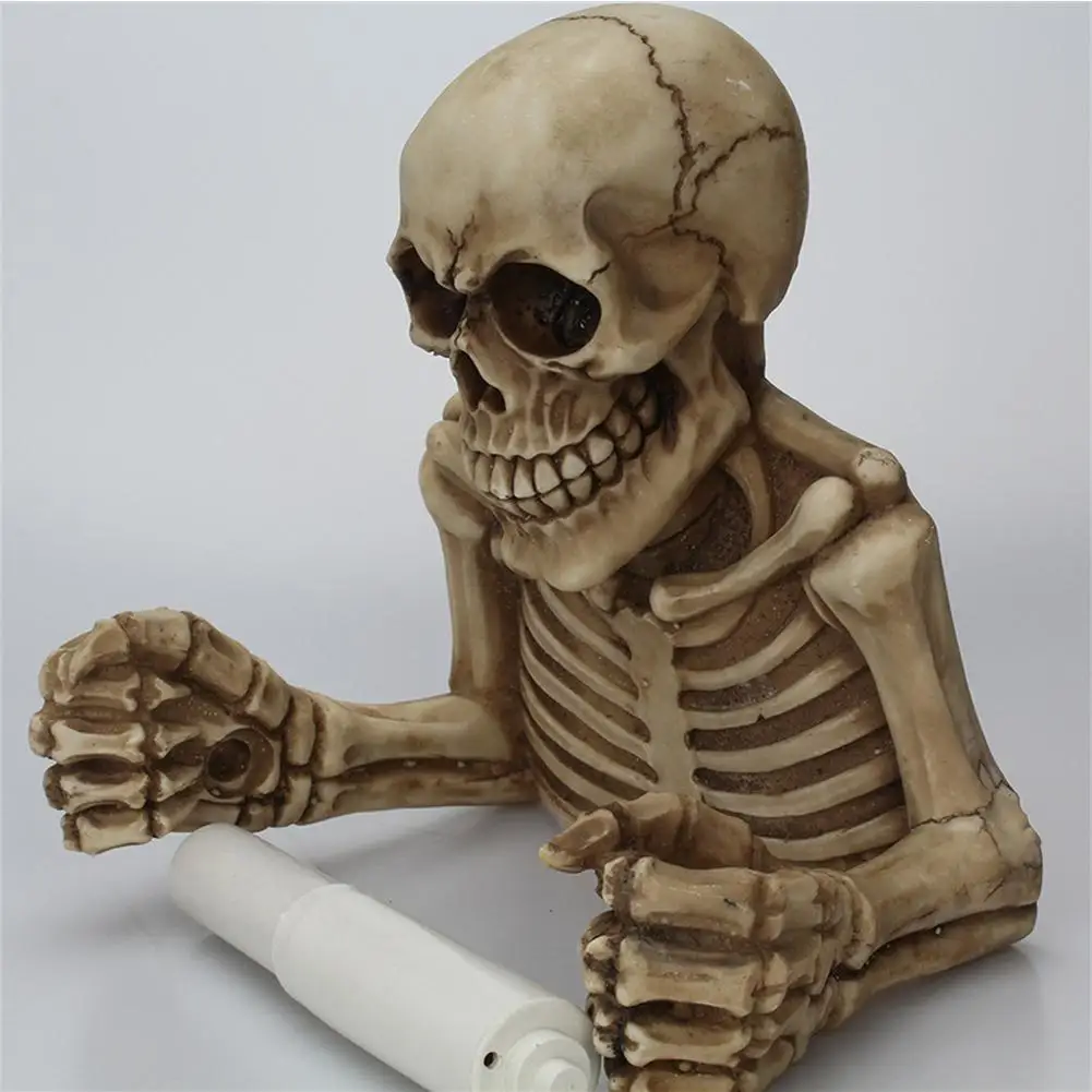 Scary skeleton bathroom tissue paper holder easy to use