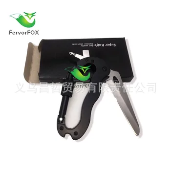 

Outdoor multi-function carabiner hanging buckle with knife cross alloy five-in-one tool D buckle
