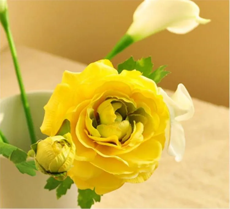 Искусственный Пион свадебное украшение mariage рождественские украшения для дома Имитация настоящий на прикосновение шелк роза декоративный цветок - Цвет: Deep yellow