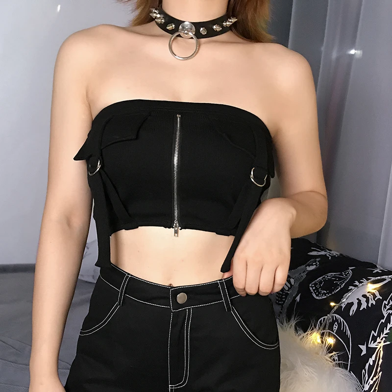 Рапкоптер черный RibbonsSummer Bandeau топ без бретелек кроп Топы обернуть грудь без рукавов футболки рубашка Bralette уличная одежда Топ