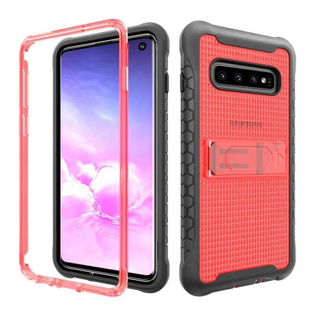 Clear Red 3 в 1 ударопрочный чехол для samsung S10Plus Чехол samsung S10 чехол Note 9 пластиковый чехол для samsung Galaxy S10 Plus S9 S10e - Цвет: Clear Red