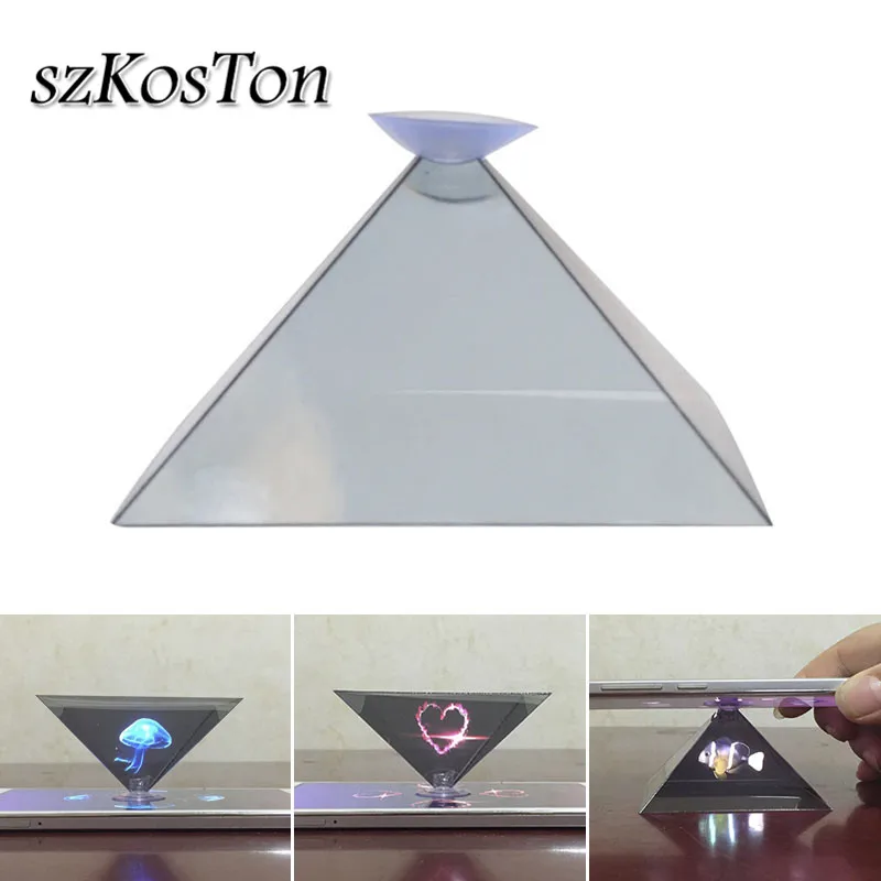 3D Holographic Hologram Pyramid Display Projector Video Stand Portable Fit With 3.5 to 6.5 inch Smart Mobile Phone Tablet Device