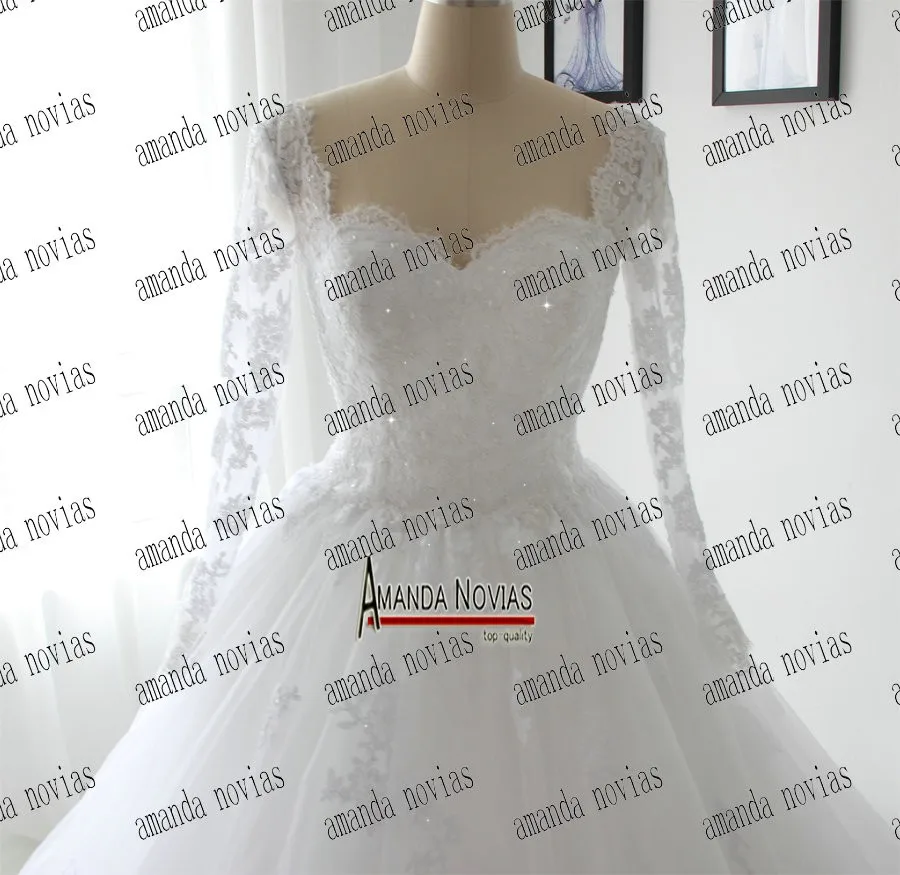 Красивая Настоящая модель с длинными рукавами кружевное свадебное платье 2019 NS1288