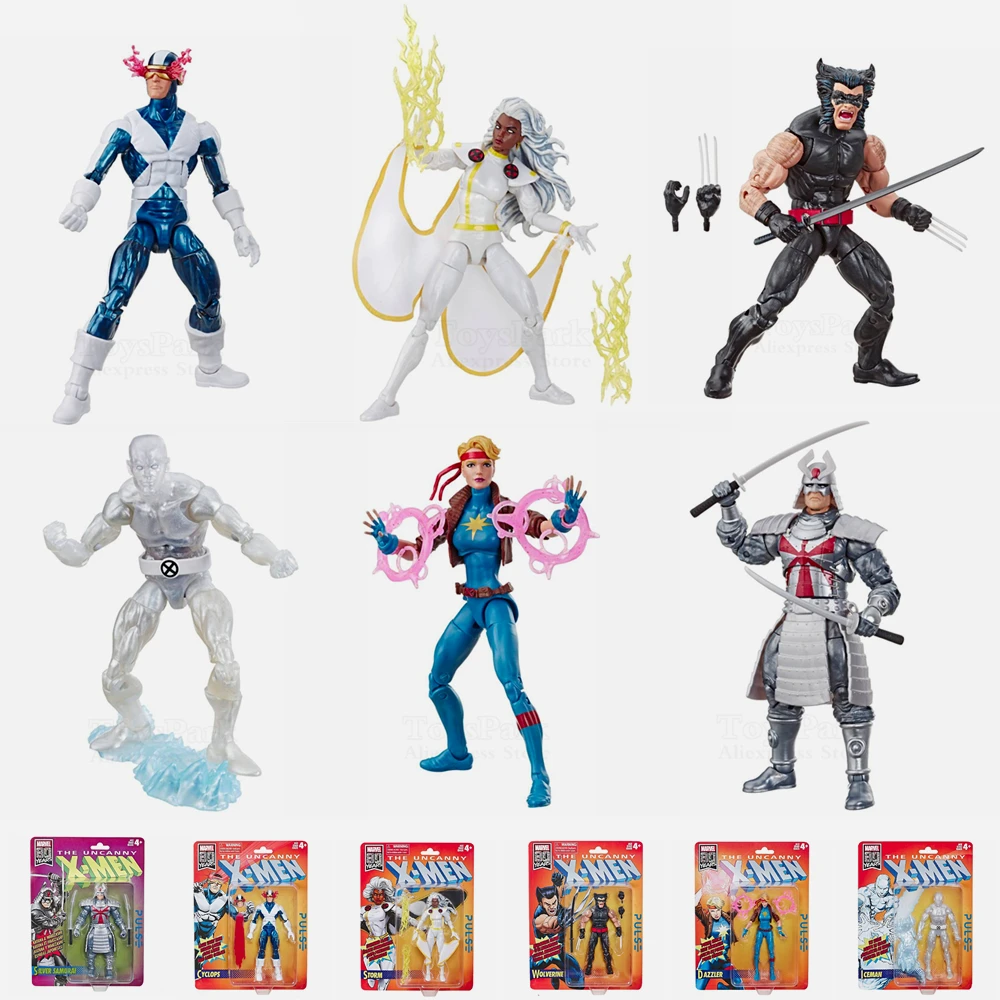 Marvel Legends винтажный Ретро X MEN Wave 6 "фигурка шторма Росомаха Циклоп Iceman Dzaaler Серебряный Самурай оригинальные игрушки