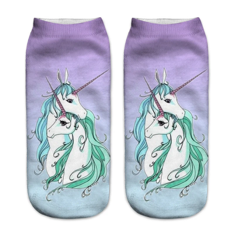 Hot Sale Harajuku 3D Print Unicorn Women Sock 16 Patterns Women Kawaii Cute Casual Popular Ankle Women Socks hue socks