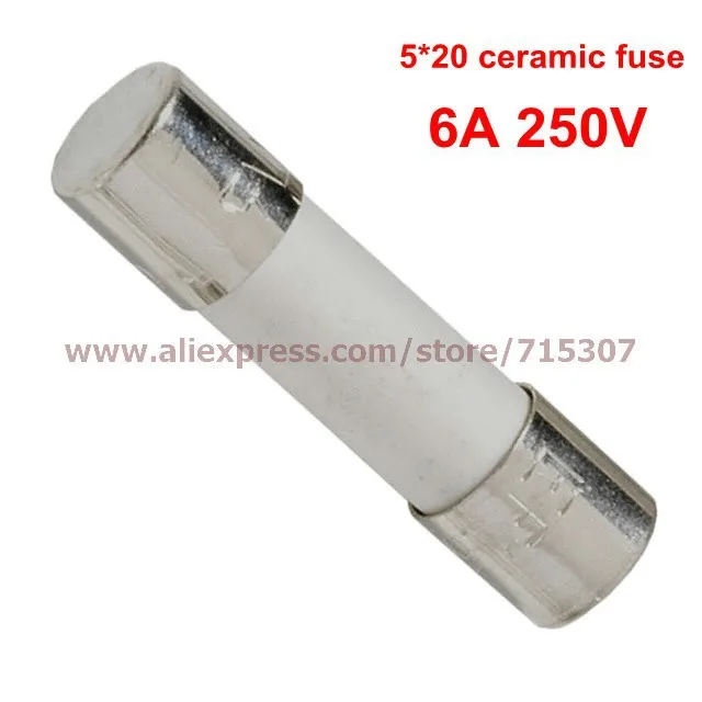 Phiscale 100 шт. 5*20/5x20 мм Керамика предохранитель 6a 250 В