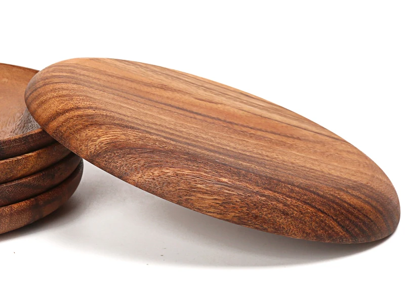 Round Wooden Plates High Quality Acacia Wood Serving Tray Cake Dishes Tableware Plate for Dessert Salad 2 Sizes Wood Utensils (4)-2