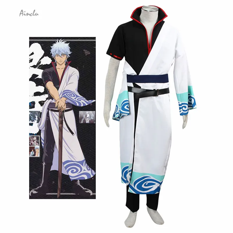 

Ainclu новые взрослые костюмы JP Аниме Gintama костюм Саката гинтоки костюм Хэллоуин платье для бесплатной доставки