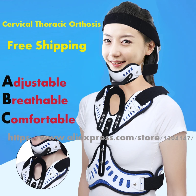 

Medical Head Neck Chest Orthosis Adjustable Cervical Thoracic Orthosis U Lumbar Support Fixation Adult Cervical Corrector Brace