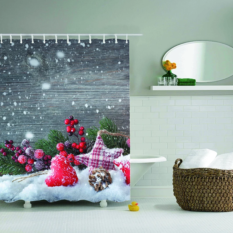 Many Christmas Styles Shower Curtain Bathroom Waterproof Polyester Shower Curtain Leaves Printing Curtains for bathroom shower