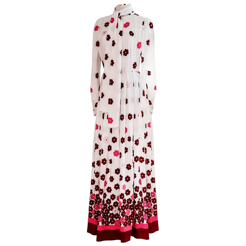 

HIGH QUALITY New Fashion 2019 Designer Runway Dress Women's Long Sleeve V-neck Charming FLoral Dress