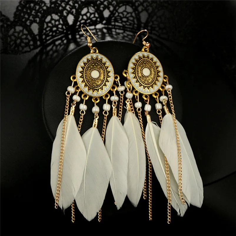 2018 Trendry Earrings for Women Vintage Women Bohemian Fashion Weave Tassel Earrings Long Drop Earrings Jewelry Brincos J05#N (8)