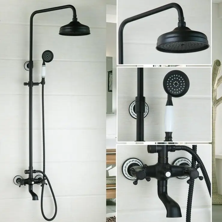 Aliexpress Oil Rubbed Bronze Shower Faucet Set Head Antique Rain Bathtub And Bathroom Wall Mount Black Aliexpress Oil Rubbed Bronze Shower Faucet Set Head Antique Rain Bathtub And Bathroom Wall Mount Black
