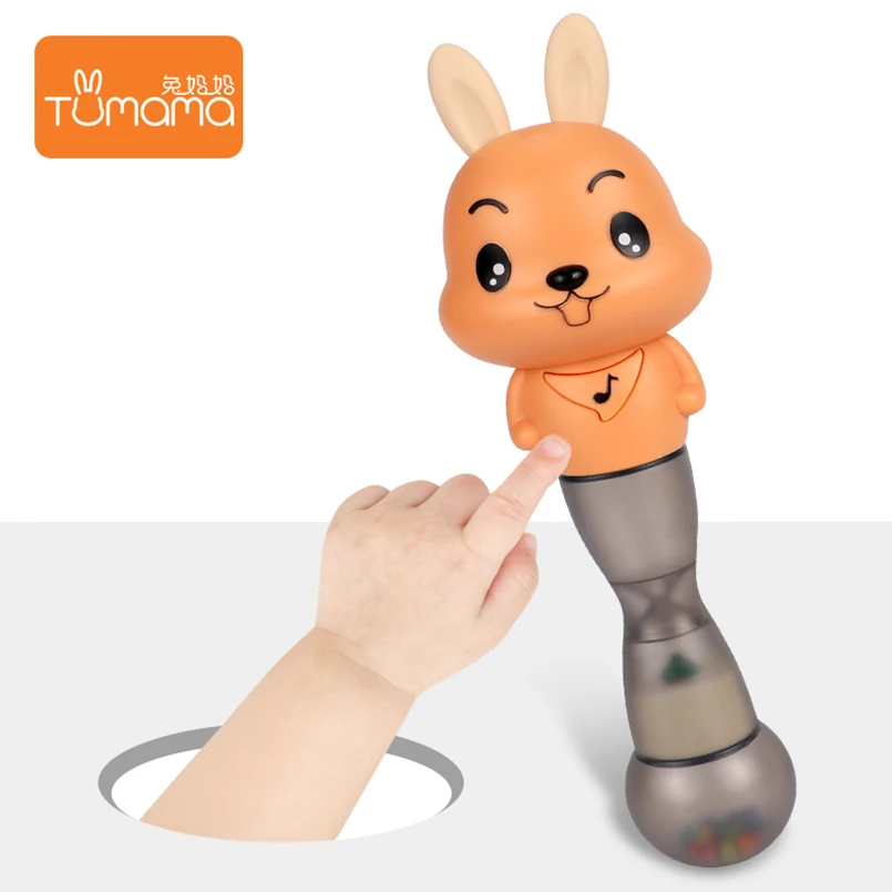 Tumama Baby Rattles 24.5x7cm Silicone Music Sand Hammer Educational Toys Flashing Musical Toys For Newborns Kid Play Rattles    