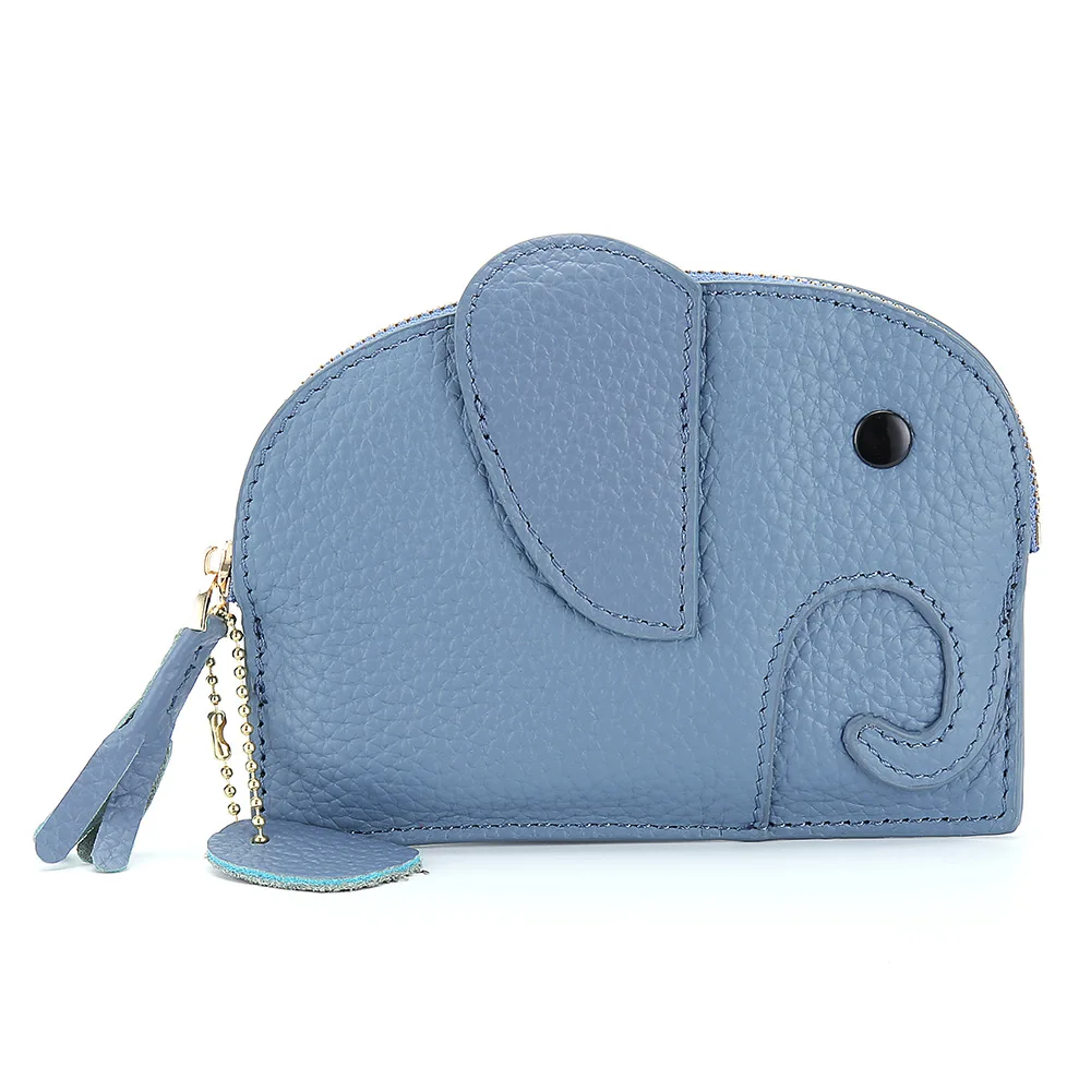 Кошелек в виде животного из натуральной кожи, женские мини маленькие сумки, прекрасный клатч для монет для девочек, кошелек, кавайный кошелек монета со слоном, сумка - Цвет: Blue
