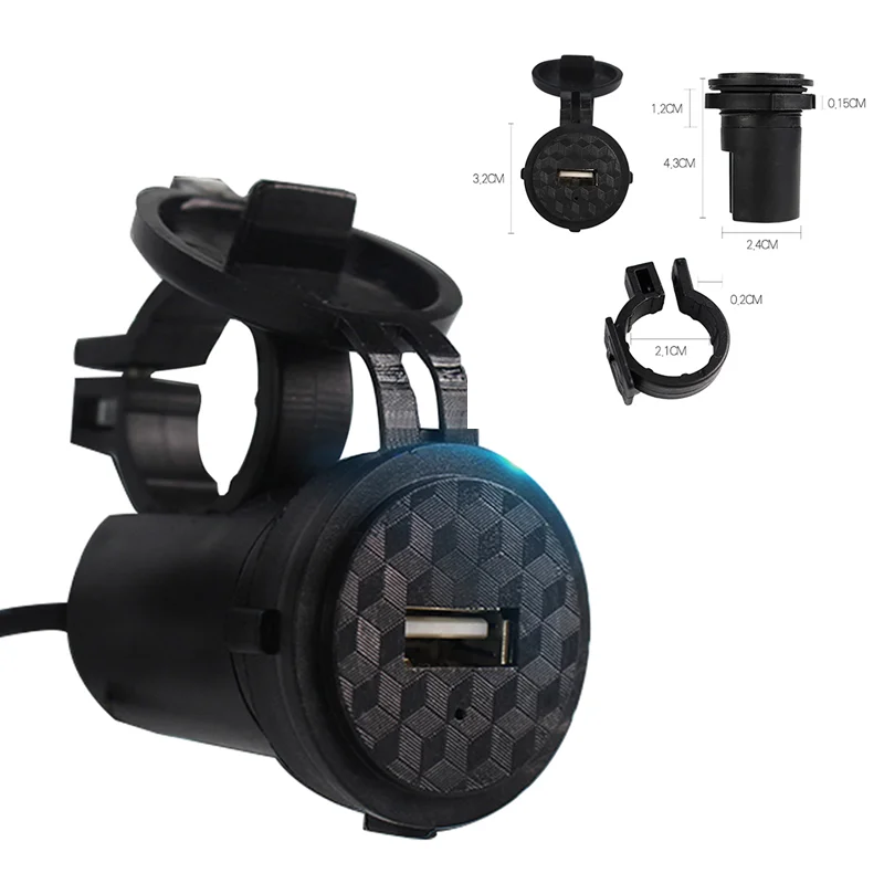 12V 3.2*4.3cm USB Charger Socket Adapter Power For Car Motorcycle Handlebar Waterproof