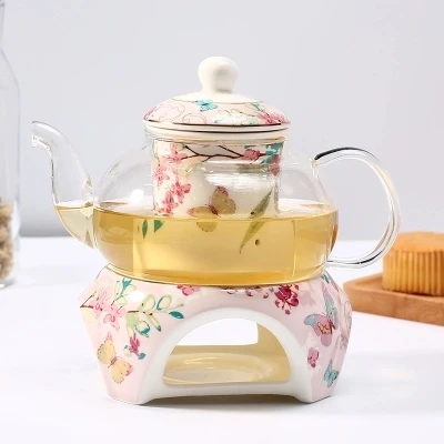 Сакура ЛЮБОВЬ Европейский стиль керамический чайник Подогрев фруктовый чайник послеобеденный чай чайный набор
