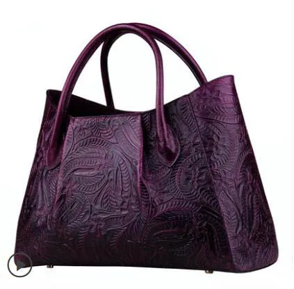 LUOFEIHUA new high-end embossed leather handbag handbag Fashion leather handbag shoulder messenger bag Designer bag - Цвет: purple