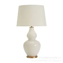Europe Retro Creative White Ceramic Gourd Table Lamps for Bedroom Living Room Study Room Bedside Lamp Home Decor 110v 220v EU