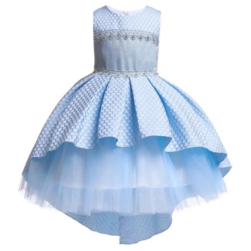 New Children's Dress Plaid Wedding Trailing Princess Girls Show Pettiskirt Flower Girl Catwalk Cotton Lining | Детская одежда и
