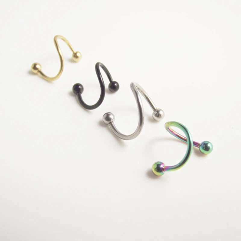 2 Pz 316 Stainless Steel Spiral Twister Con La Sfera Orecchino Body Piercing Gioielli In Oro Nero Tragus Helix Orecchino