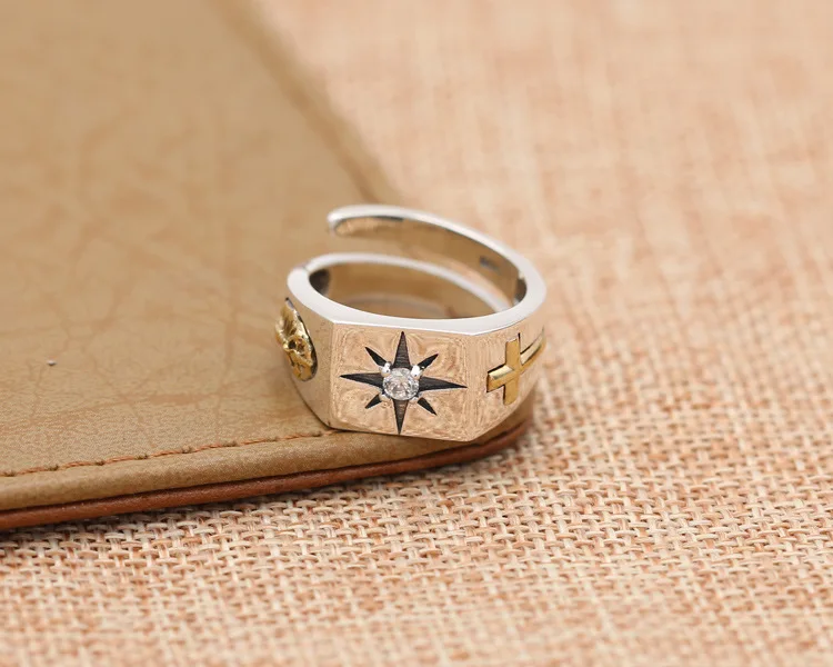 Тайское 925 Серебряное кольцо с крестом, Стерлинговое Серебро, кольцо с крестом, тайское 925 Серебряное кольцо с возможностью изменения размера