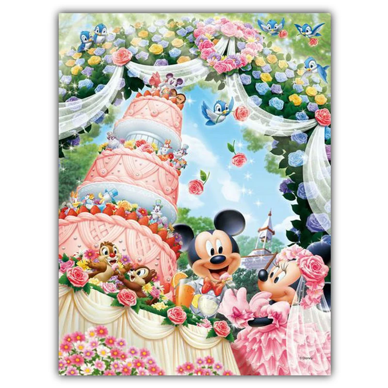 

5D Diamond Cross Stitch Cristal Fully Decorated Diy Painting Wedding Mickey Minnie Diamond Embroidery Landscape Pattern