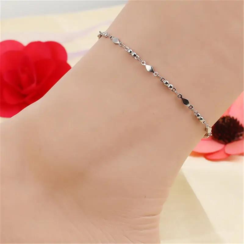 Simple Stainless Steel Chain Anklet For Women Rhombus Ankle Bracelet On the Leg Foot Jewelry Gift 23.7cm - 22cm Long, 1PC Simple Stainless Steel Chain Anklet For Women Rhombus Ankle Bracelet On the Leg Foot Jewelry Gift 23.7cm - 22cm Long, 1PC
