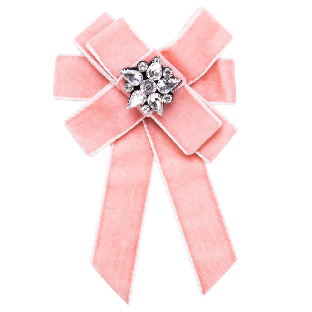 meidi Vintage Elegant Velvet Bow Brooches For Women Rhinestone Flower Brooch Pin Tie Clothing Dress Accessories | Украшения и