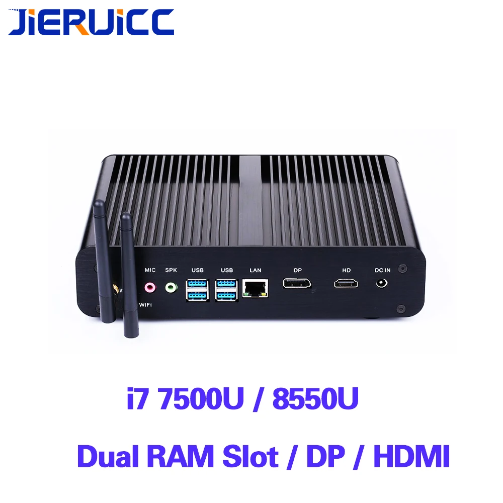 Windows Mini pc 8th Gen Intel Core i7 7500U 8550U Quad Core 4.0GHz 8MB Cache Fanless Mini Computer Win 10 4K HTPC