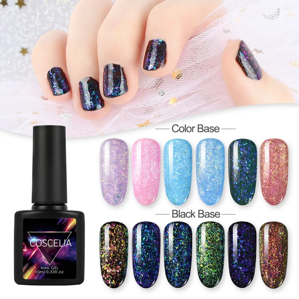 

COSCELIA Newest 10ML Chameleon Galaxy UV Nail Gel Polish DIY Glitter Nail Art Led UV Nail Polish Led Lamp Sequins Nail Varnish