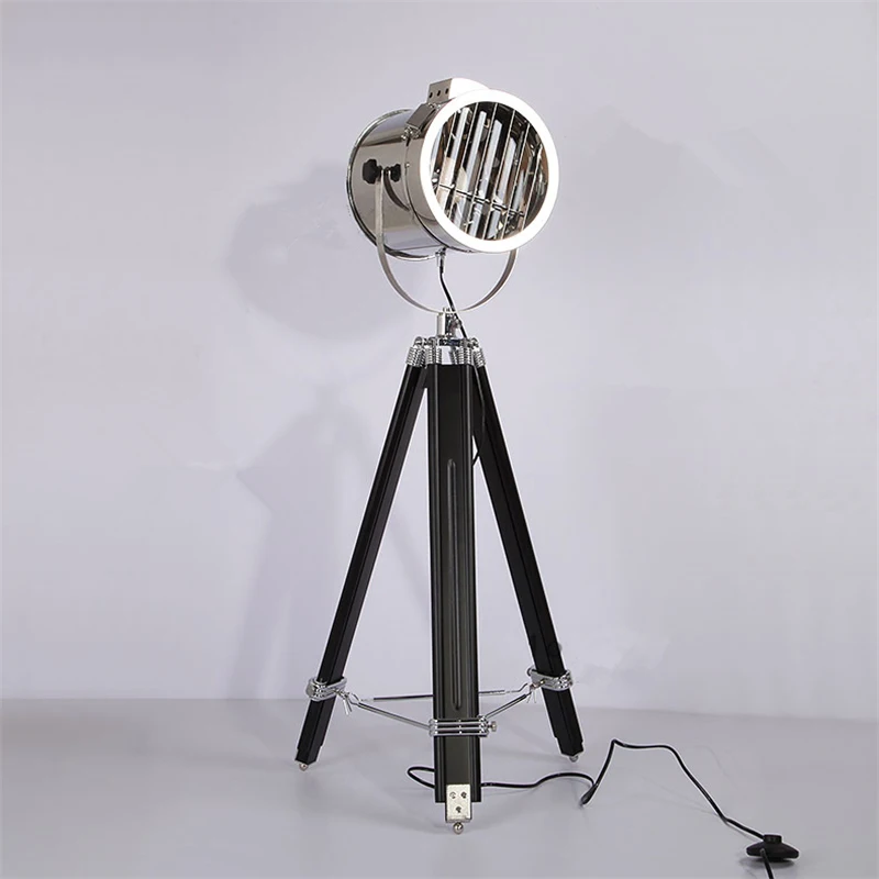 Best BDBQBL Nordic American Creative Studio Retro Industrial Bar Floor Lights E27 Tripod Searchlight Additional Net LED Floor Lamp 5