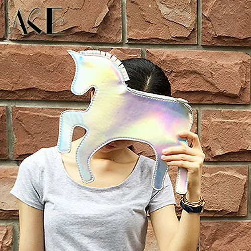 New design fashion retro clutch evening bag Laser Unicorn Symphony