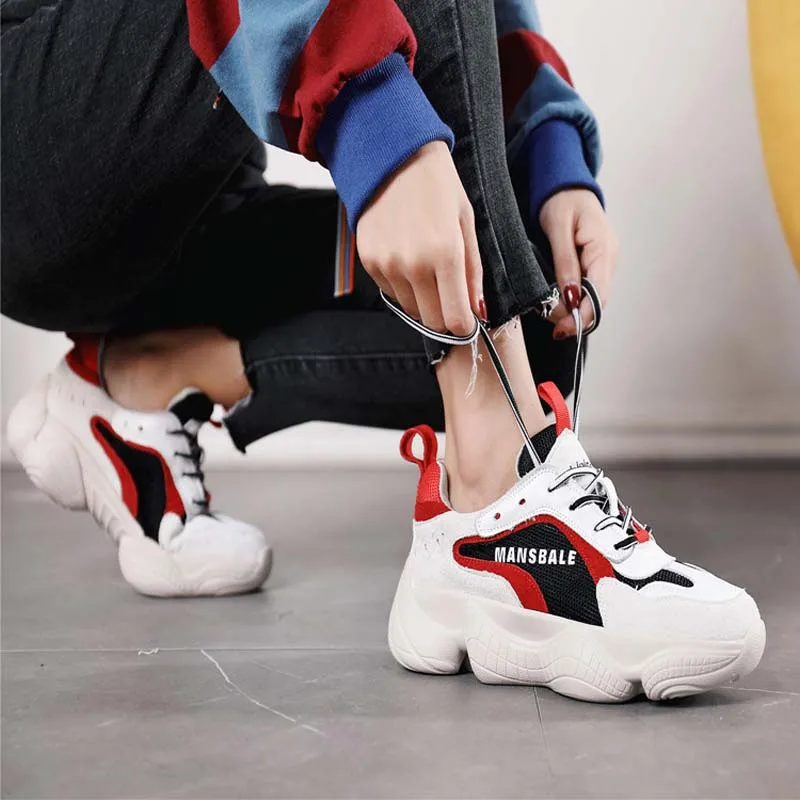 

Jookrrix Casual Shoes Women Fashion Brand Sneakers Lady chussure Autumn Female Real Leather footware Breathable Platform Shoes