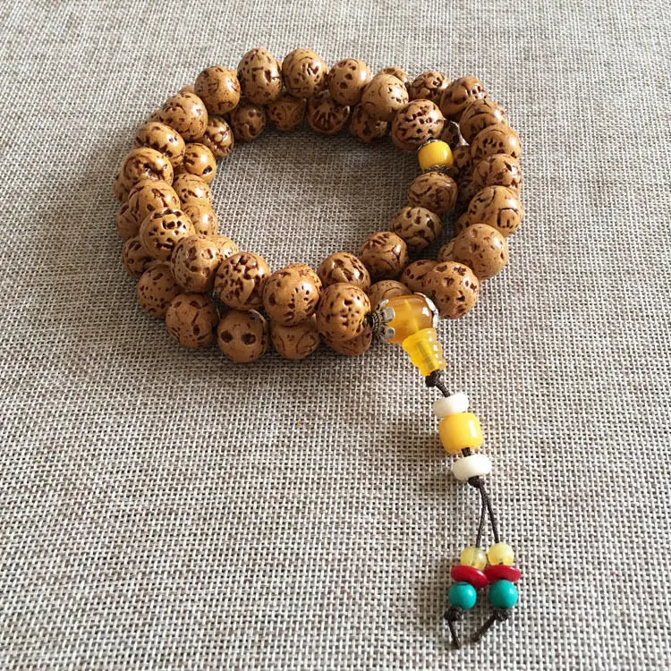 

15mm Natural Submerged Longan Bodhi 64 Wood Prayer Beads Bracelet / Necklace Z67 10.20 40