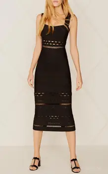 

Jacquard fashion Bandage Dress sexy women Hollow Out Spaghetti strap V-Neck Backless Party celebrity body con Dresses wholesale