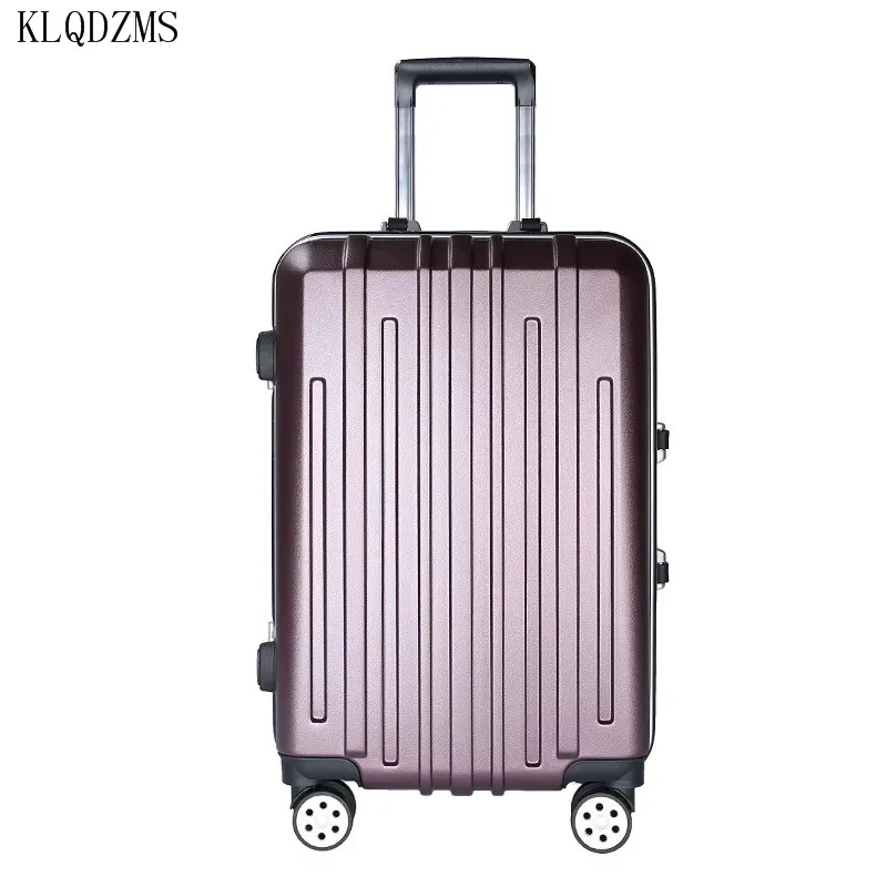 KLQDZMS 22/24/26 дюймов Модные ABS+ PC бленда для объектива в бизнес сумки на колёсиках spinner Женская тележка сумка для путешествий чемодан с колесиками
