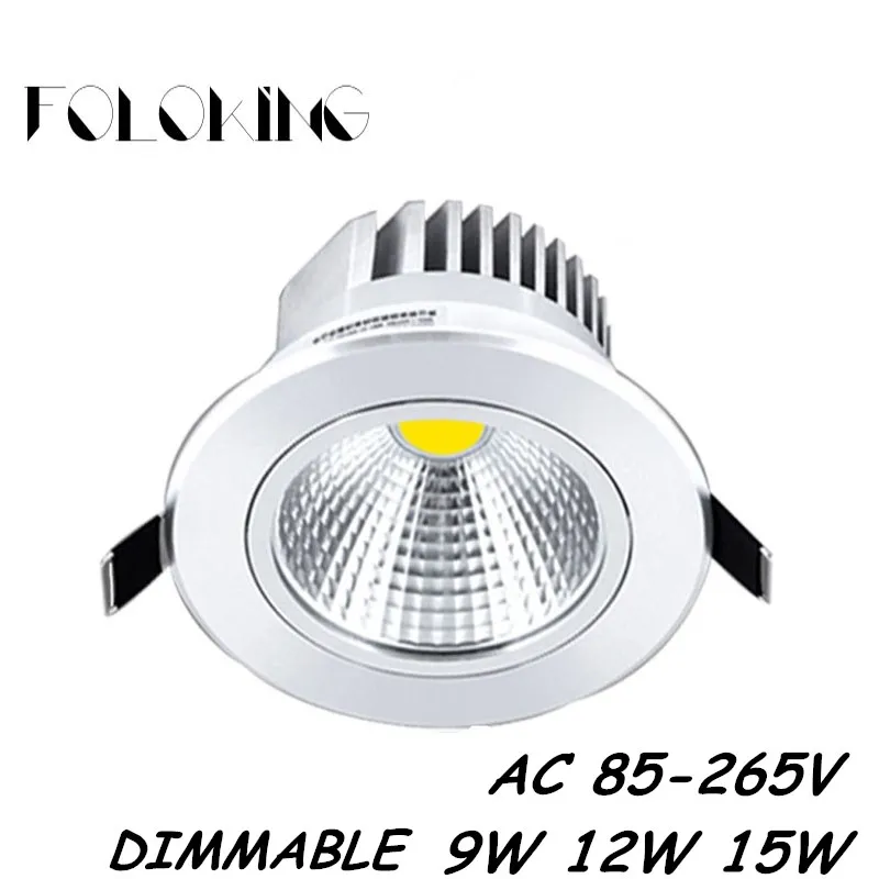 

1pcs/lot LED COB Ceiling light 9W 12W 15W Dimmable COB Chip Spot Light Lampm Recessed Home lighting AC85-265V Free shipping