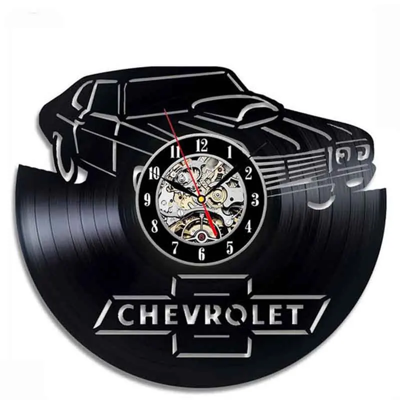 Car Logo Wall Clock Modern Design for Living Room 3D Decorative Hanging Vintage Vinyl Record Clocks Wall Watch Home Decor Silent