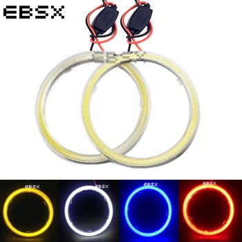 

EBSX 4Pairs 60mm 12V COB Car LED Angel Eyes Halo Rings With Lampshade Halo Anneau Colorful Headlight White Yellow Red Blue Light