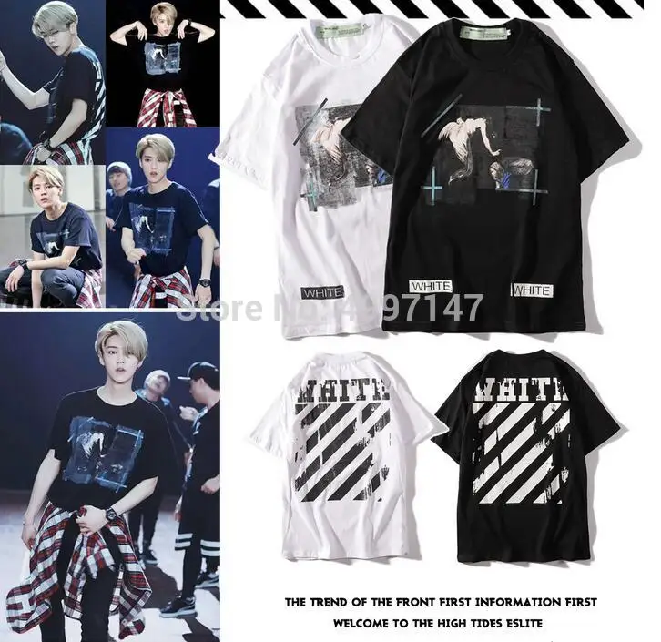 

Novelty European American Off-White OW Unisex Couple Lovers models Cotton Fashion Short sleeve Twill angel Round neck T-shirt