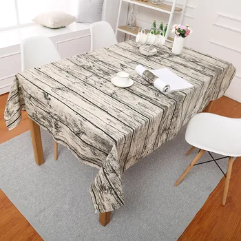 

Byetee Wood Image Printed Table Cloth Simple Cotton Linen Tablecloth For Kitchen Home Decor Classic Dining Table Cover