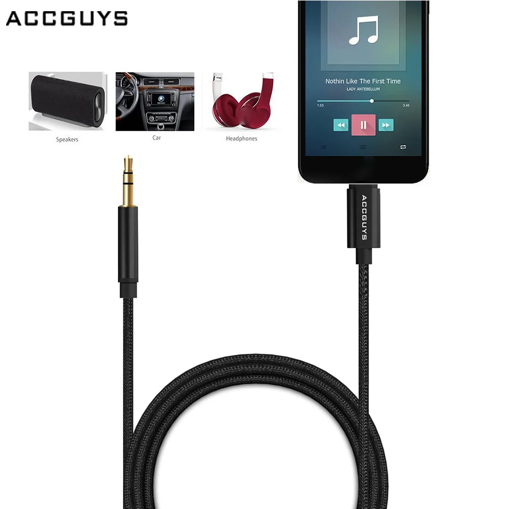 ACCGUYS Car Audio Cable For IOS to 3.5mm Male Jack Aux Audio Converter