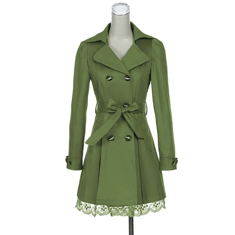 Тренч Женский двубортный с кружевной талией YL015|women trench coat|women trenchtrench coat |