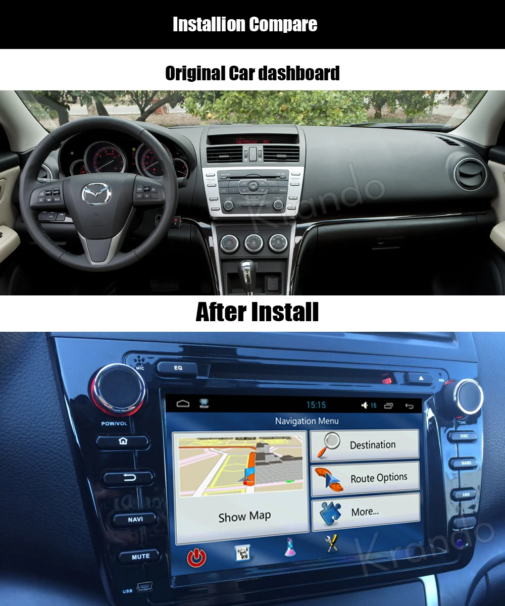 Excellent Krando 8" Android 9.0 car audio radio gps dvd navigation multimedia system for Mazda 6 2008-2012 player WIFI 3G DAB+ 2